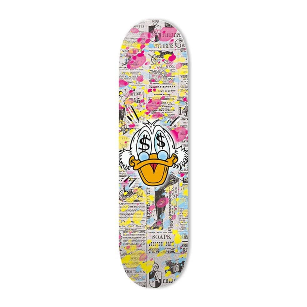 "$$$ Duck" - Skateboard - The Art Lab Acrylic Glass Art - Skateboards, Surfboards & Glass Prints Wall Decor for your Home.