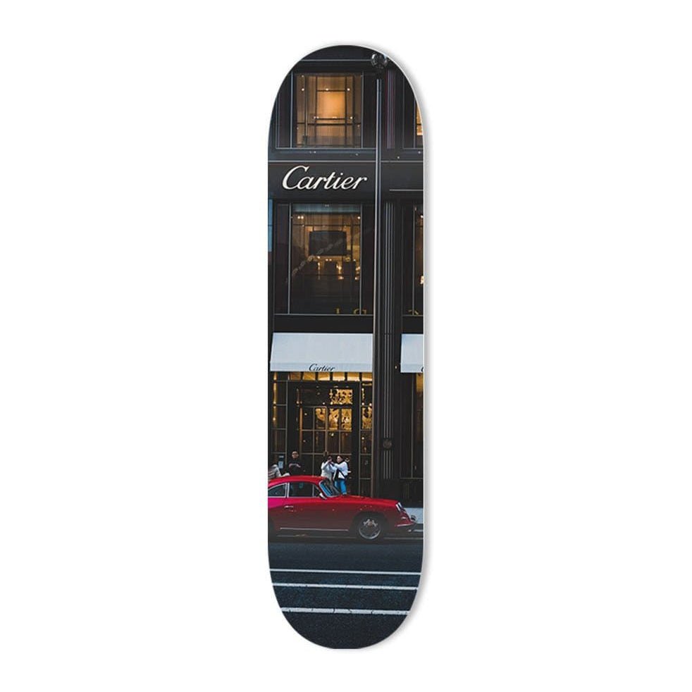"Red Little Car" - Skateboard - The Art Lab Acrylic Glass Art - Skateboards, Surfboards & Glass Prints Wall Decor for your Home.