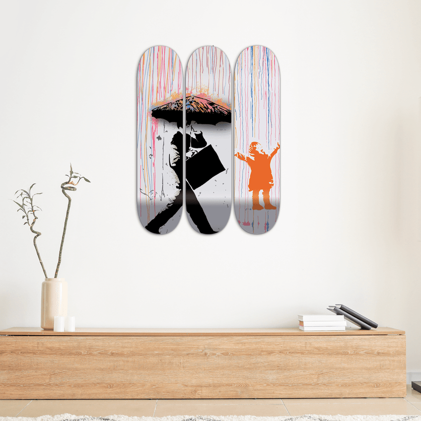 "Rain" - Skateboard - The Art Lab Acrylic Glass Art - Skateboards, Surfboards & Glass Prints Wall Decor for your Home.