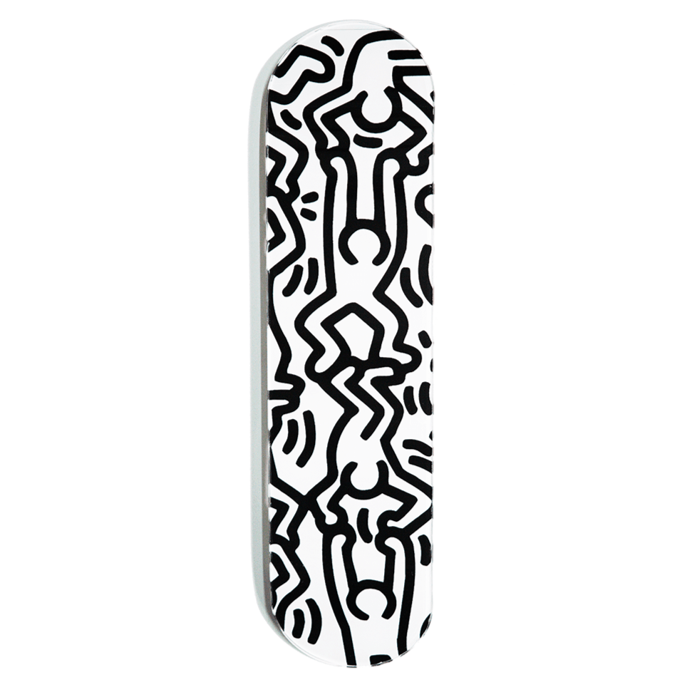 "Happiness B&W" - Skateboard - The Art Lab Acrylic Glass Art - Skateboards, Surfboards & Glass Prints Wall Decor for your Home.