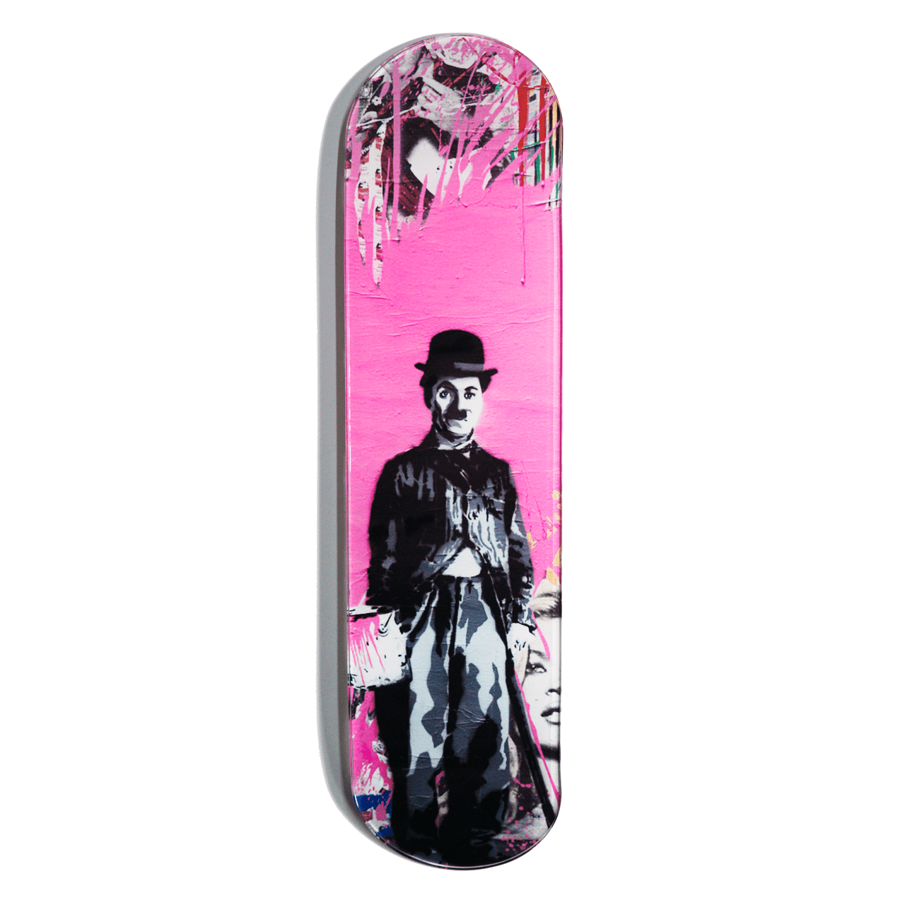 "Charlie Chaplin" - Skateboard - The Art Lab Acrylic Glass Art - Skateboards, Surfboards & Glass Prints Wall Decor for your Home.