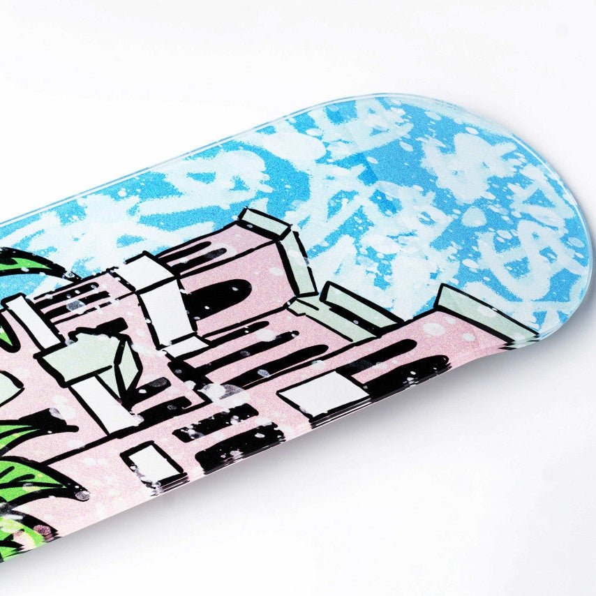 "Beverly Hills: Palm Mansion" - Skateboard - The Art Lab Acrylic Glass Art - Skateboards, Surfboards & Glass Prints Wall Decor for your Home.