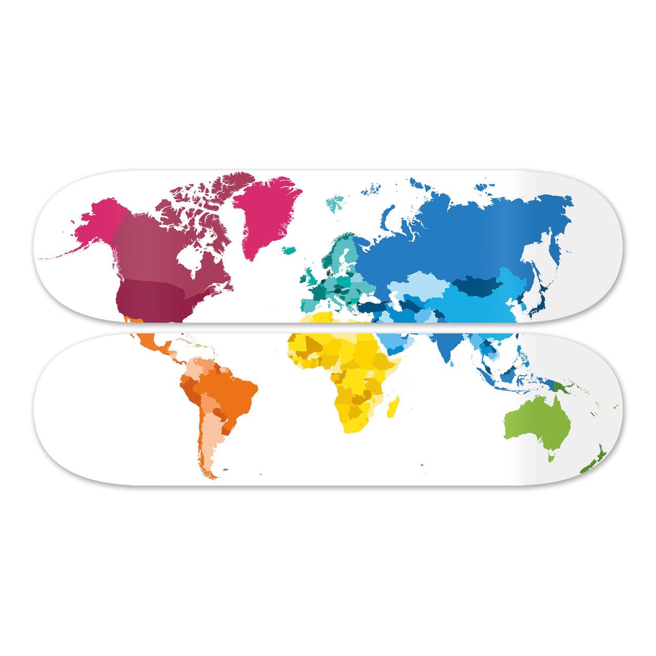 "World Map" - Skateboard - The Art Lab Acrylic Glass Art - Skateboards, Surfboards & Glass Prints Wall Decor for your Home.