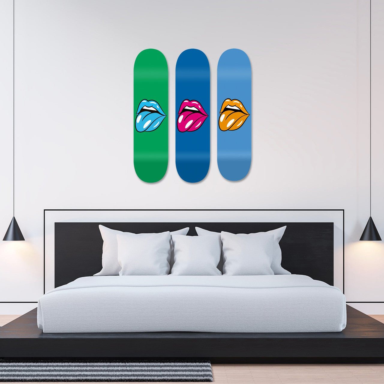 Bundle: "Lips King" - Skateboard - The Art Lab Acrylic Glass Art - Skateboards, Surfboards & Glass Prints Wall Decor for your Home.