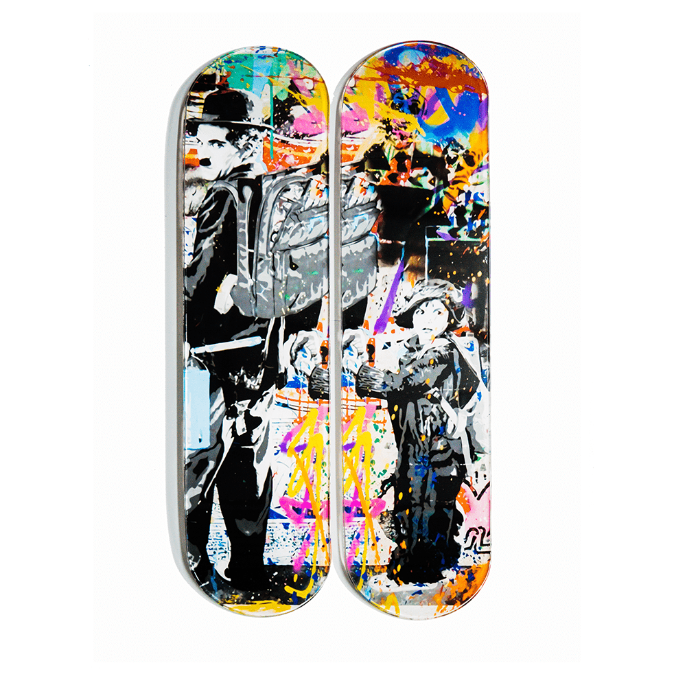 "Chaplin" - Skateboard - The Art Lab Acrylic Glass Art - Skateboards, Surfboards & Glass Prints Wall Decor for your Home.