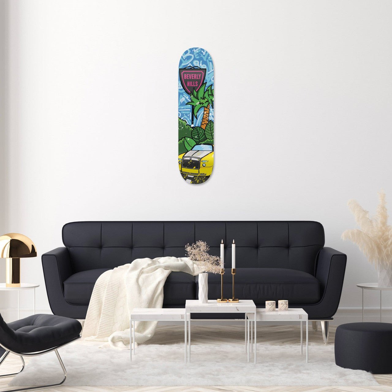 "Beverly Hills: Double R" - Skateboard - The Art Lab Acrylic Glass Art - Skateboards, Surfboards & Glass Prints Wall Decor for your Home.