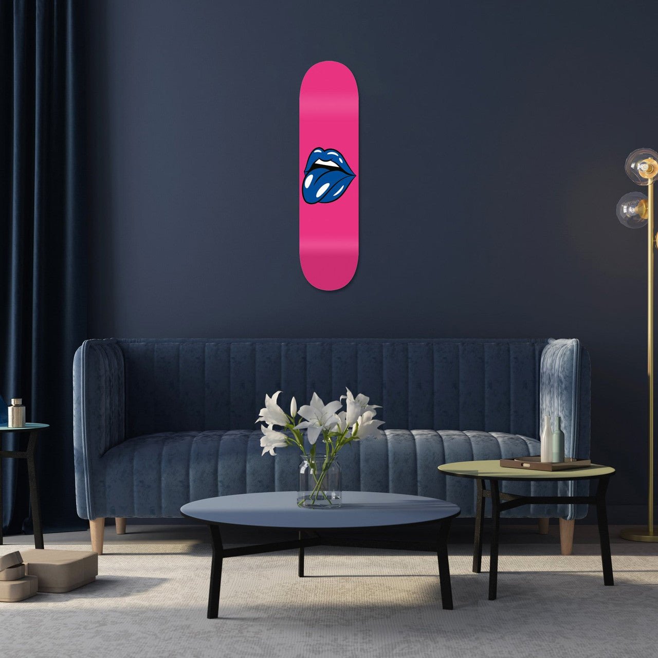 Bundle: "Yellow & Pink & Red Lips" - Skateboard - The Art Lab Acrylic Glass Art - Skateboards, Surfboards & Glass Prints Wall Decor for your Home.