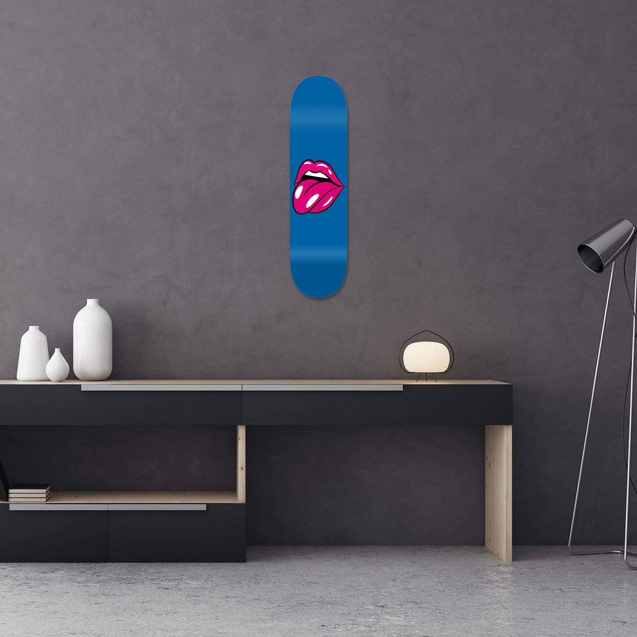 Bundle: "Green & Blue & Azure Lips" - Skateboard - The Art Lab Acrylic Glass Art - Skateboards, Surfboards & Glass Prints Wall Decor for your Home.