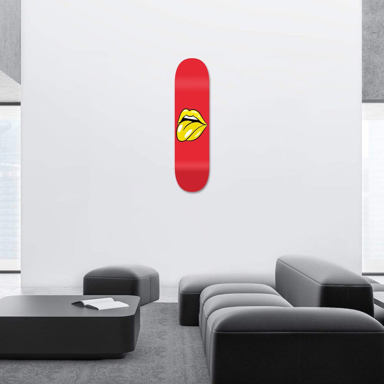 Bundle: "Yellow & Pink & Red Lips" - Skateboard - The Art Lab Acrylic Glass Art - Skateboards, Surfboards & Glass Prints Wall Decor for your Home.