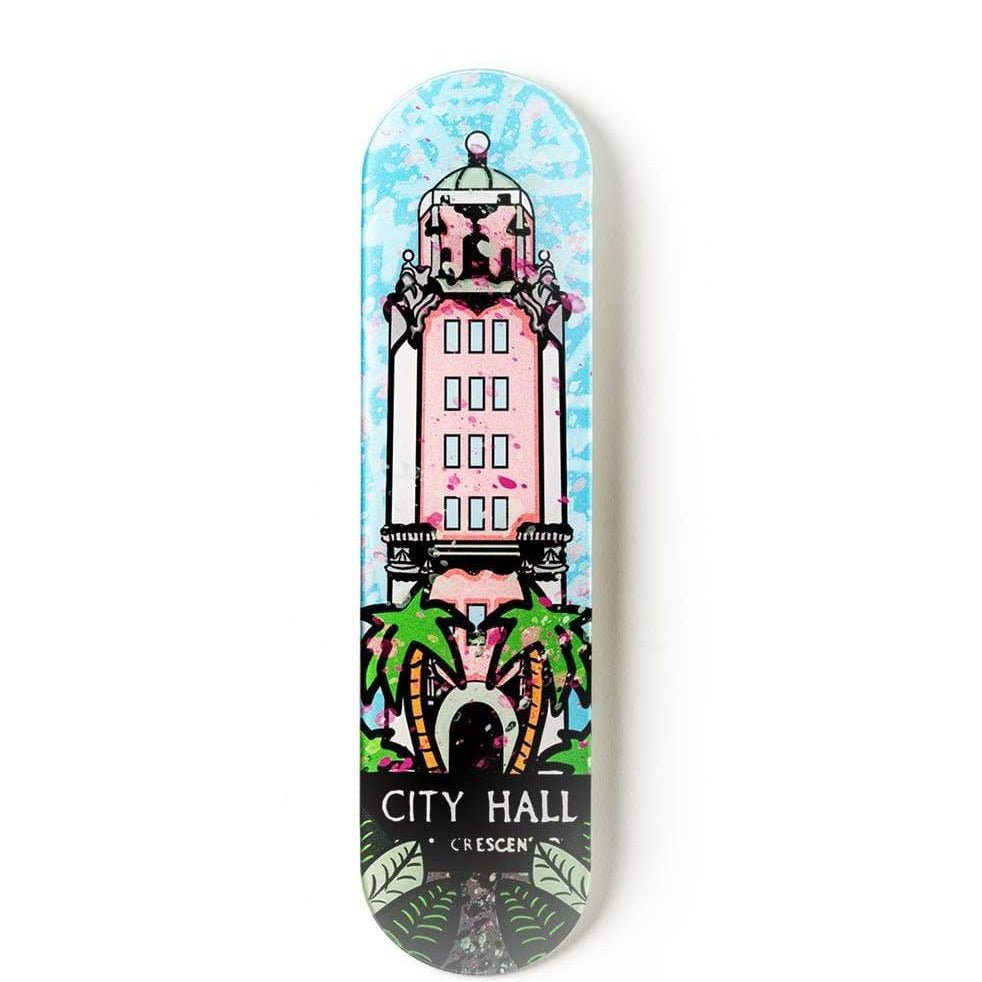 "Beverly Hills: City Hall" - Skateboard - The Art Lab Acrylic Glass Art - Skateboards, Surfboards & Glass Prints Wall Decor for your Home.