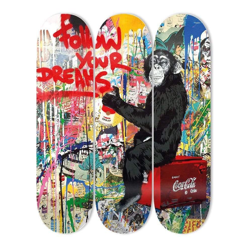 "Follow Your Dreams" - Skateboard - The Art Lab Acrylic Glass Art - Skateboards, Surfboards & Glass Prints Wall Decor for your Home.