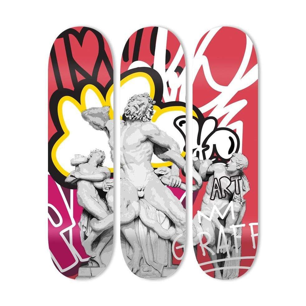 "Lacoon and his Sons" - Skateboard - The Art Lab Acrylic Glass Art - Skateboards, Surfboards & Glass Prints Wall Decor for your Home.