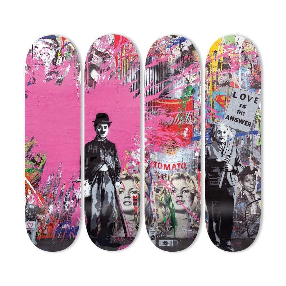 "Pink Loves Art" - Skateboard - The Art Lab Acrylic Glass Art - Skateboards, Surfboards & Glass Prints Wall Decor for your Home.